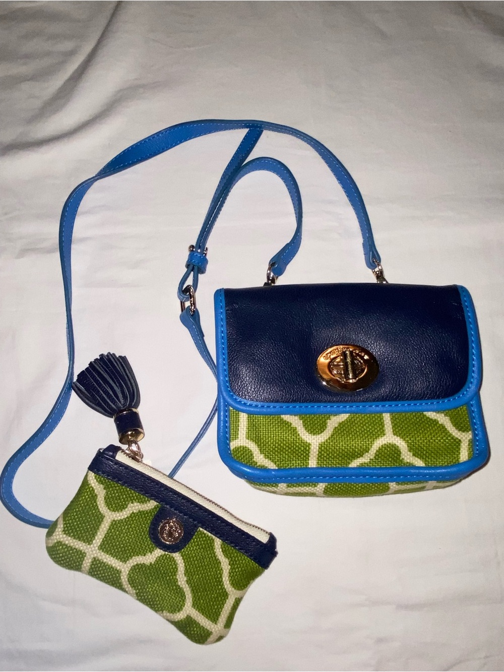 Spartina 449 Blue and Green Crossbody with Coin Pouch